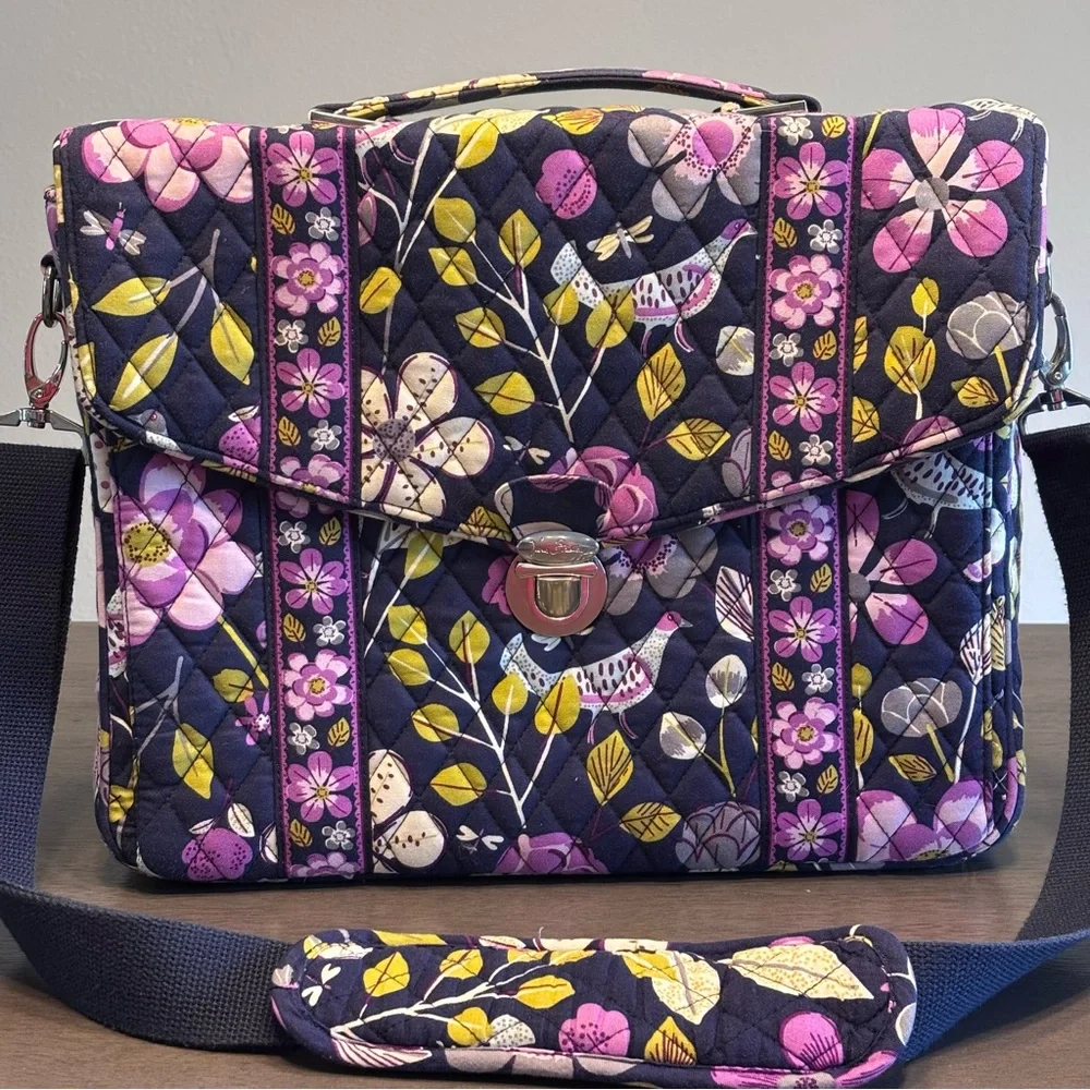 Vera Bradley Blue Purple Floral Quilted Women's Multi-purpose Bag